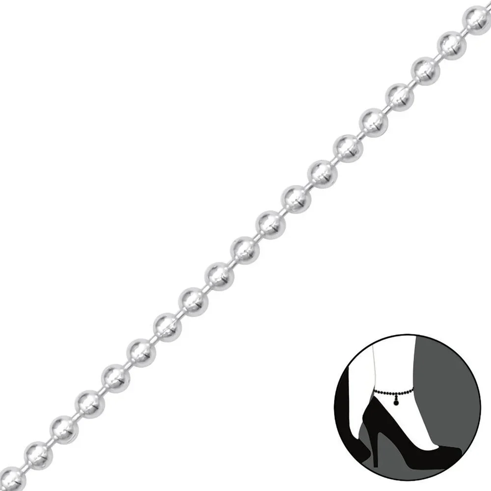 Sterling Silver Ball Bead Anklet - Picture 1 of 10
